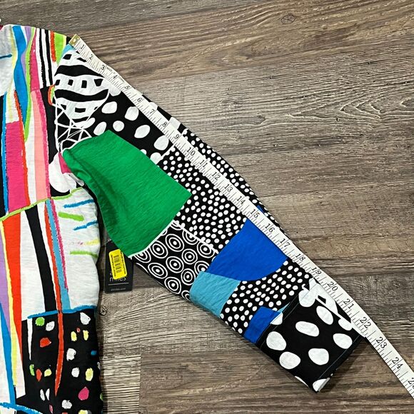 Ali Miles Abstract Button Up Top Size PL Artsy Quirky Art Teacher Creative - Picture 12 of 15